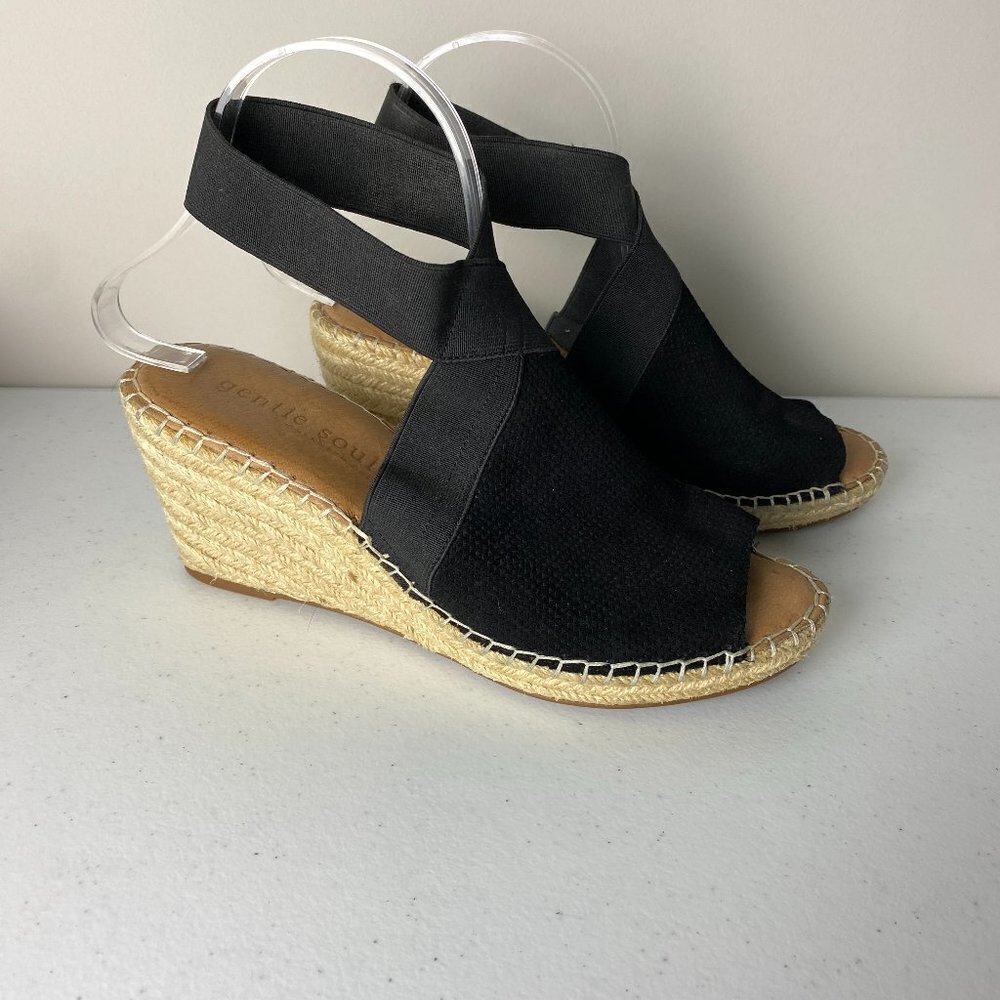 Gentle Souls Kenneth Cole Wedges Colleen Black Tan Womens 9M